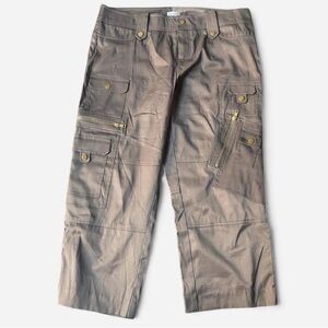 Cache Brown Spring Cargo Utility Pants w/ Zipper Details Sz 12 Cropped Light
